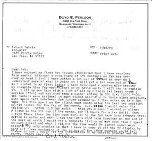 Boyd Perlson Letter (Feb 26, 1979)